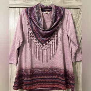 ONE WORLD Rose Pink Knit With Detachable Scarf SZ S NWOT